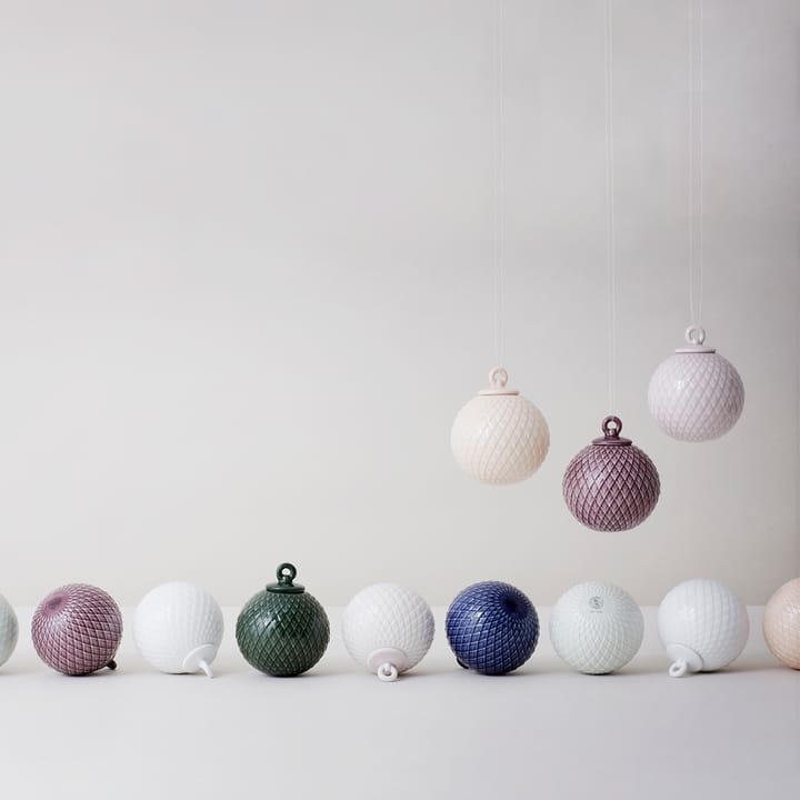 Rhombe Weihnachtskugel Ø7cm, Rot Lyngby Porcelæn