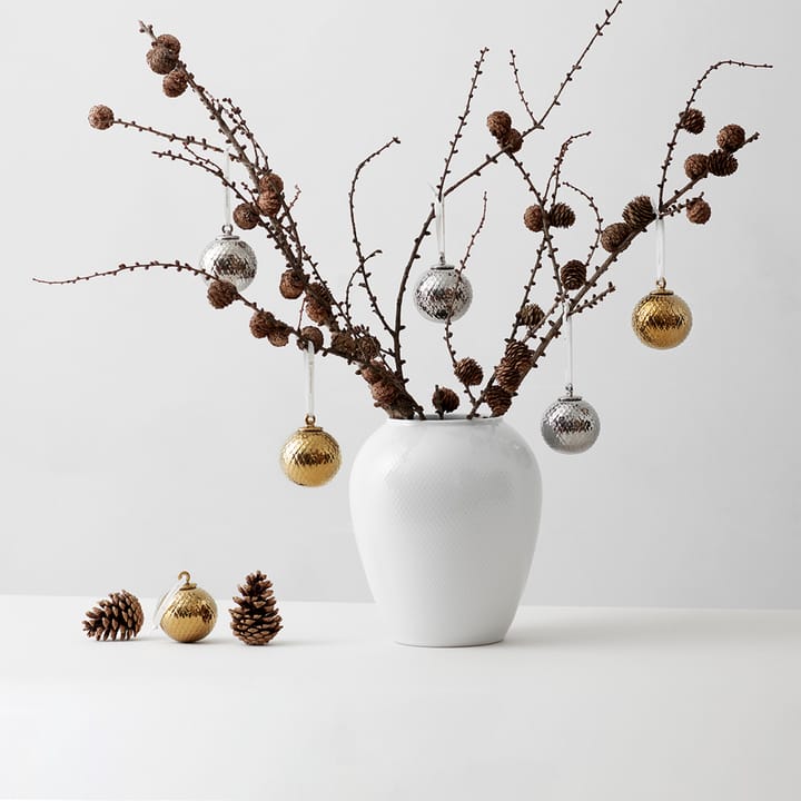 Rhombe Weihnachtskugel Ø7cm, Silver Lyngby Porcelæn
