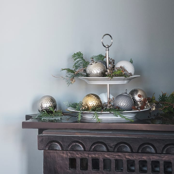 Rhombe Weihnachtskugel Ø7cm, Silver Lyngby Porcelæn