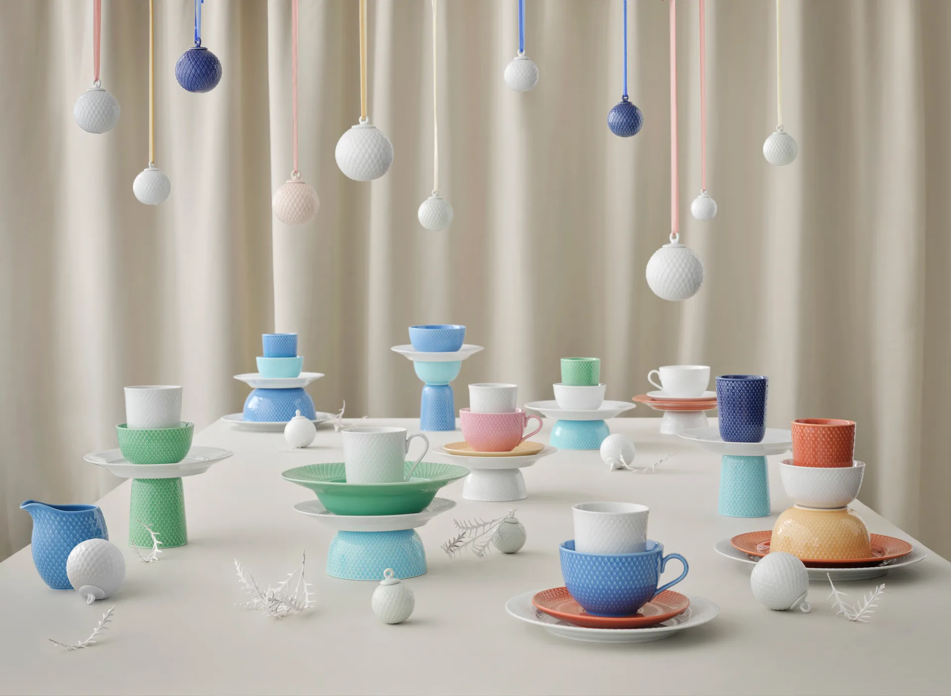 Rhombe Weihnachtskugel Ø7cm, Weiß Lyngby Porcelæn