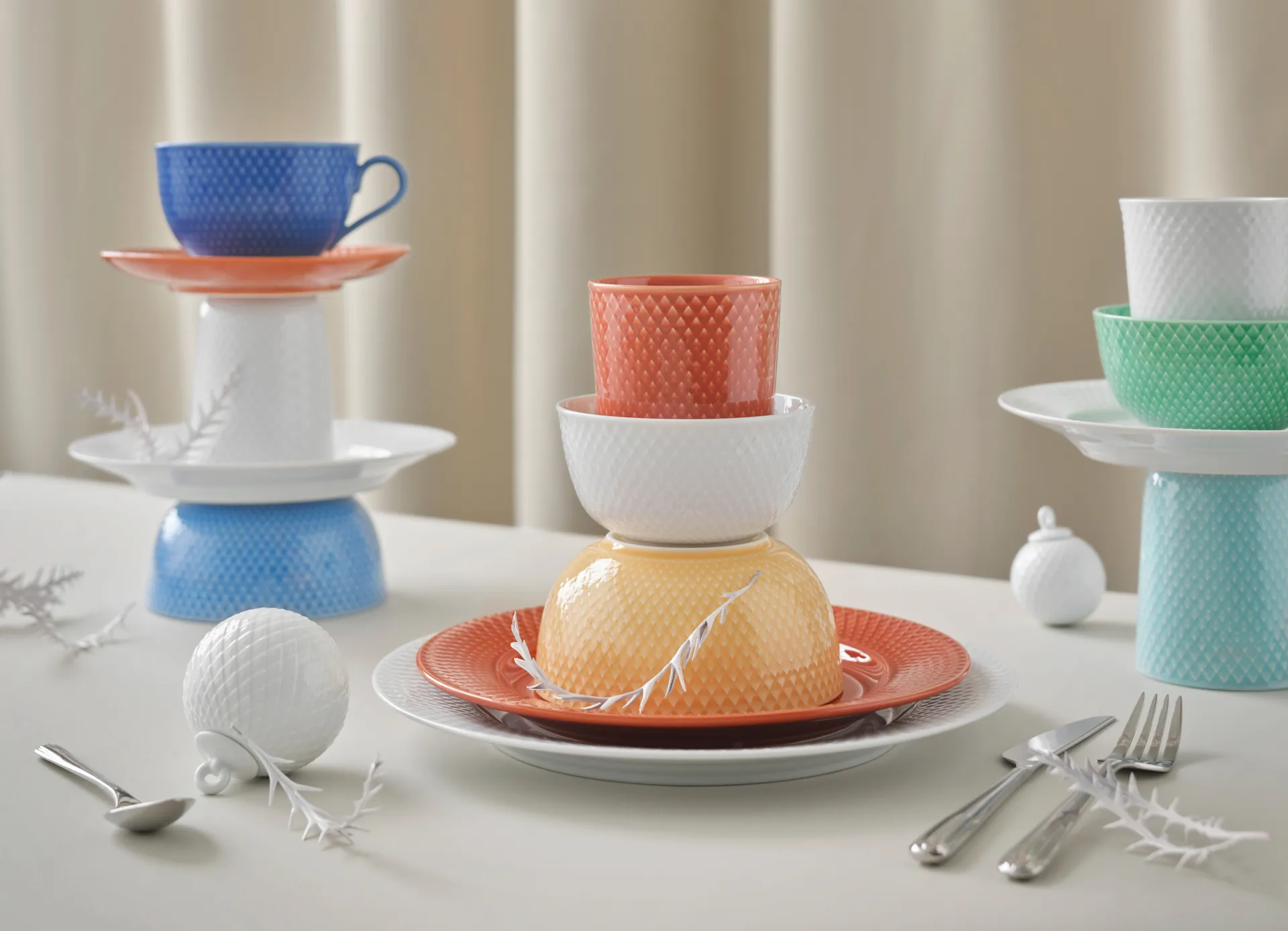 Rhombe Weihnachtskugel Ø7cm, Weiß Lyngby Porcelæn