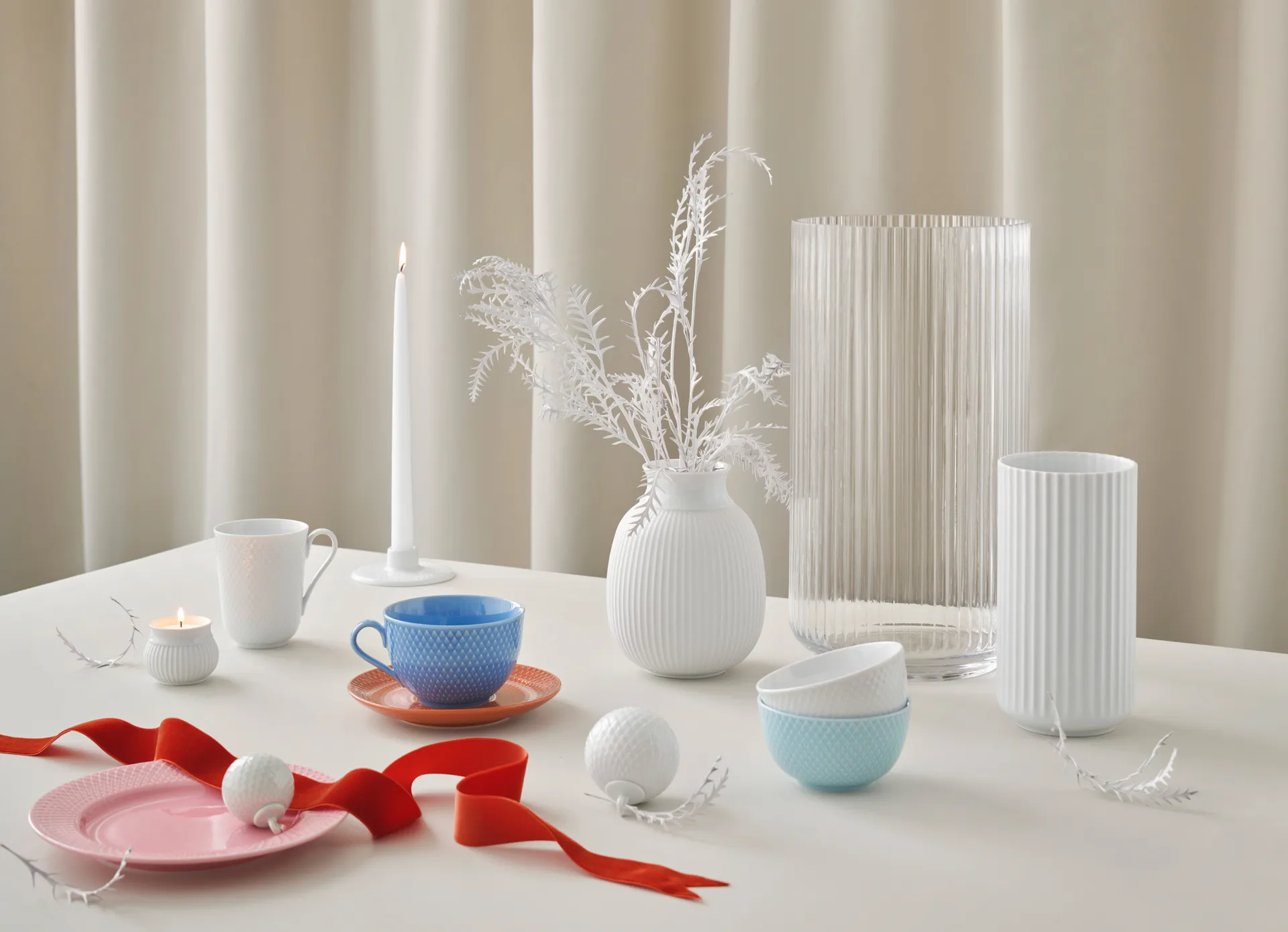 Rhombe Weihnachtskugel Ø7cm, Weiß Lyngby Porcelæn