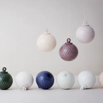 Rhombe Weihnachtskugel Ø7cm - Weiß - Lyngby Porcelæn