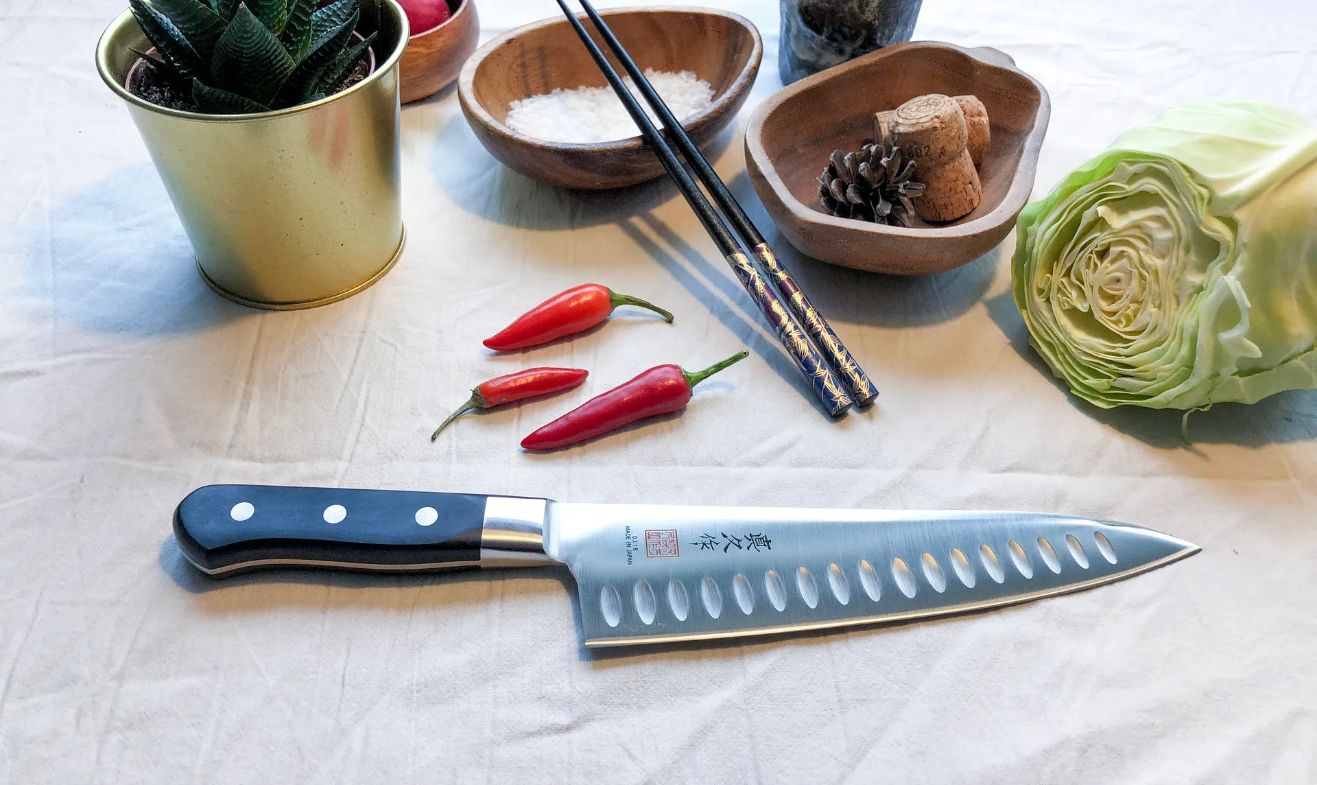 Mac Kochmesser mit Kullenschliff, 20 cm MAC