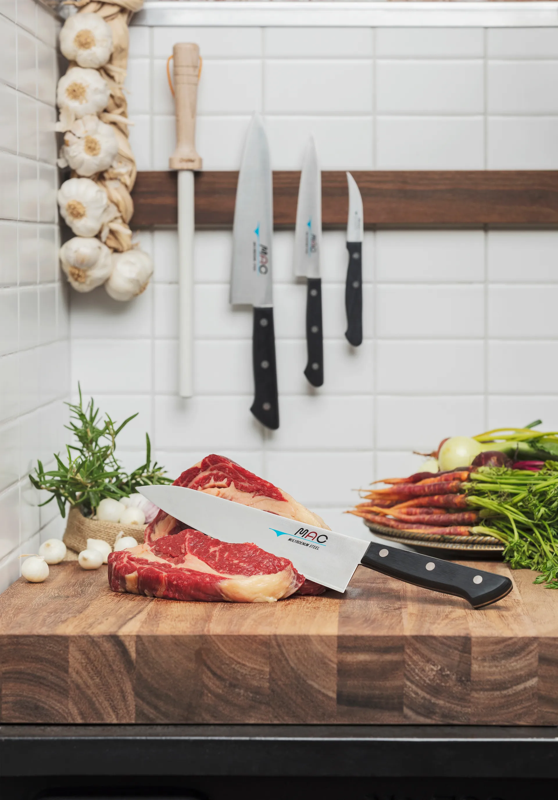 Mac Universalmesser Chef mit Holzgriff 21 cm, Schwarz MAC