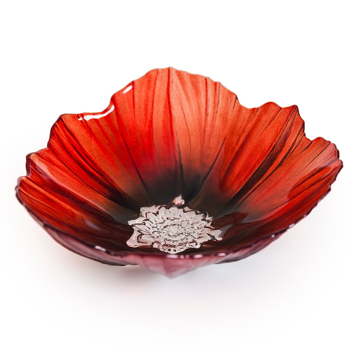 Målerås Glasbruk Poppy Schale groß Rot -schwarz
