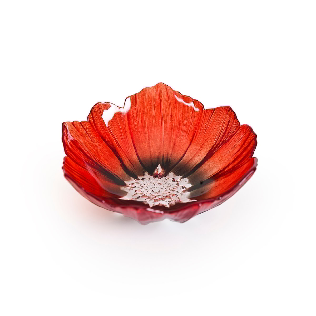 Målerås Glasbruk Poppy Schale klein Rot -schwarz