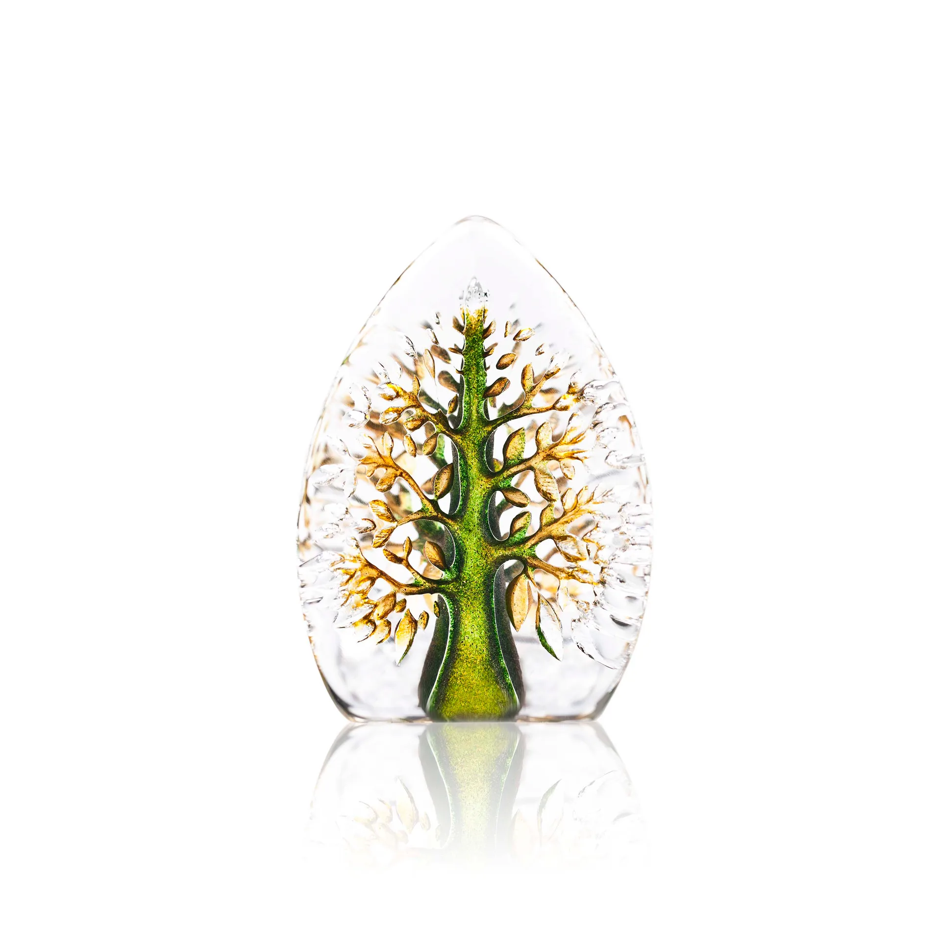 Yggdrasil Glasskulptur grün-gelb, Mini Målerås Glasbruk