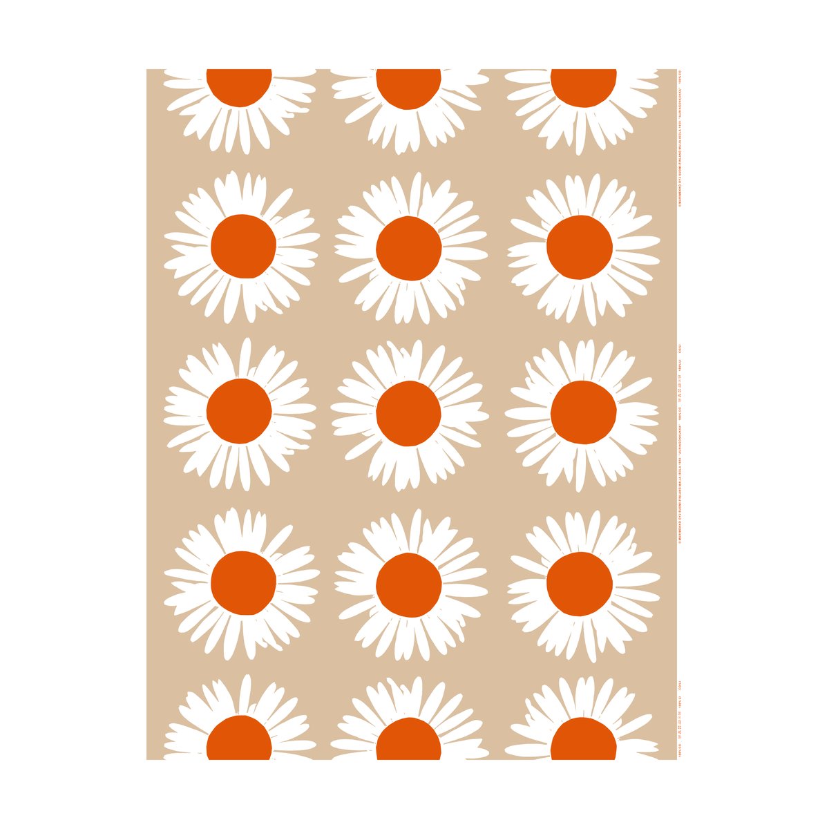 Marimekko Auringonkukka Stoff für den Außenbereich Beige-Off white-tomato red