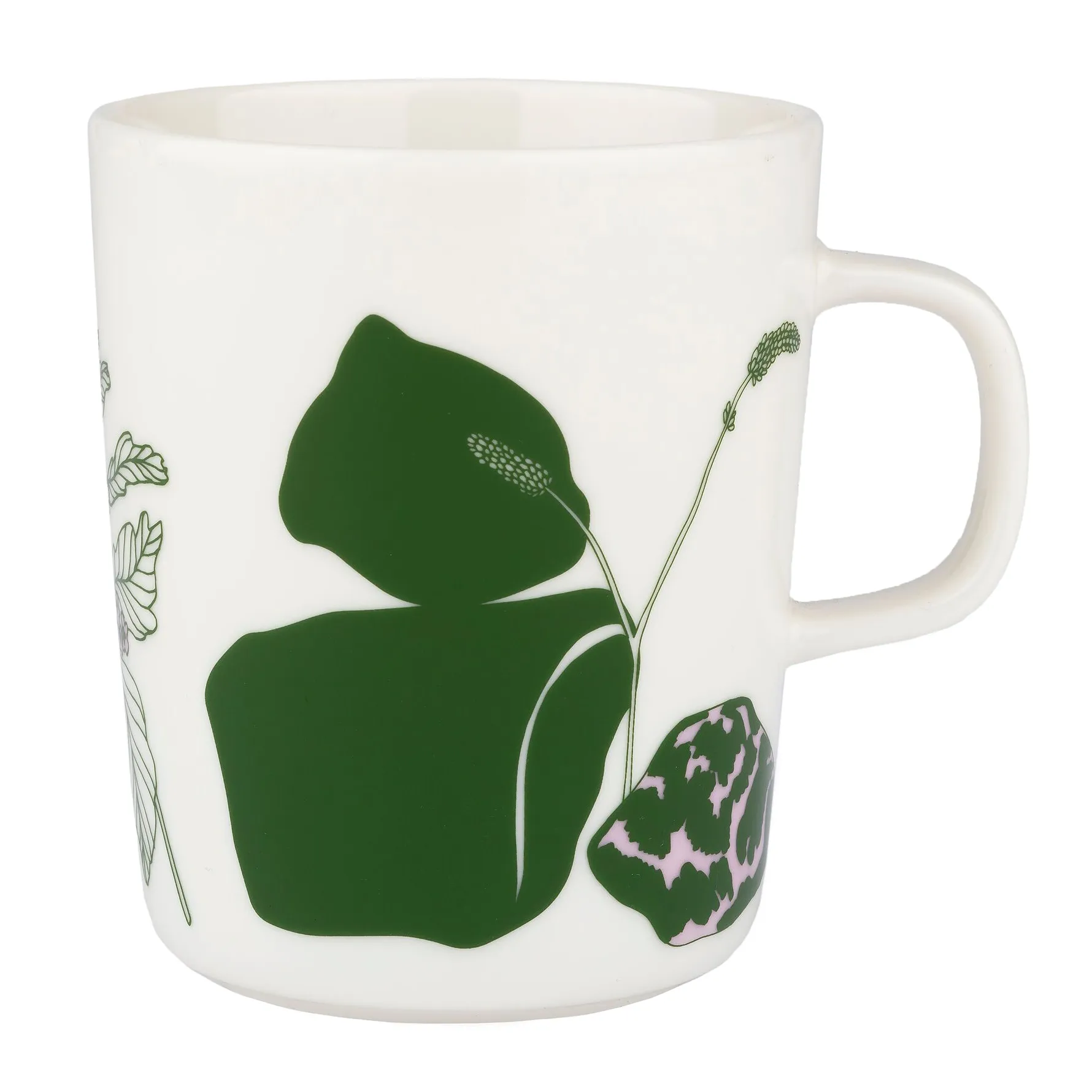 Elokuun Varjot Tasse 25cl, Weiß-grün-rosa Marimekko