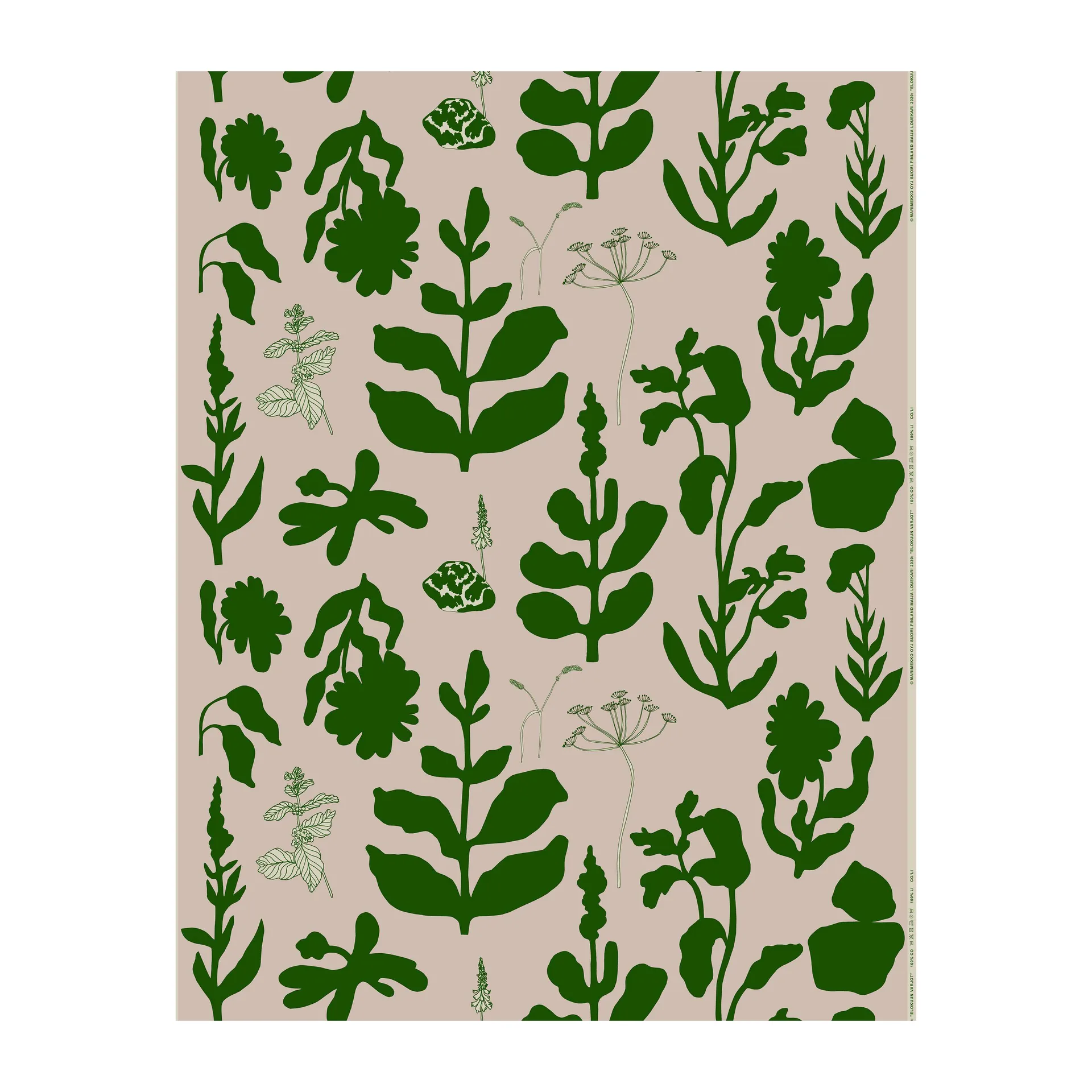 Elokuun Varjot Wachstuch, Rosa-grün Marimekko