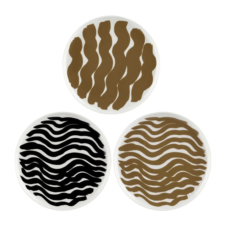 Hyräily Teller Ø20 cm 3er-Pack - Weiß-Braun-Schwarz - Marimekko