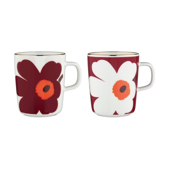 Juhla Unikko Tasse 25 cl 2er Pack - White-burgundy-gold - Marimekko
