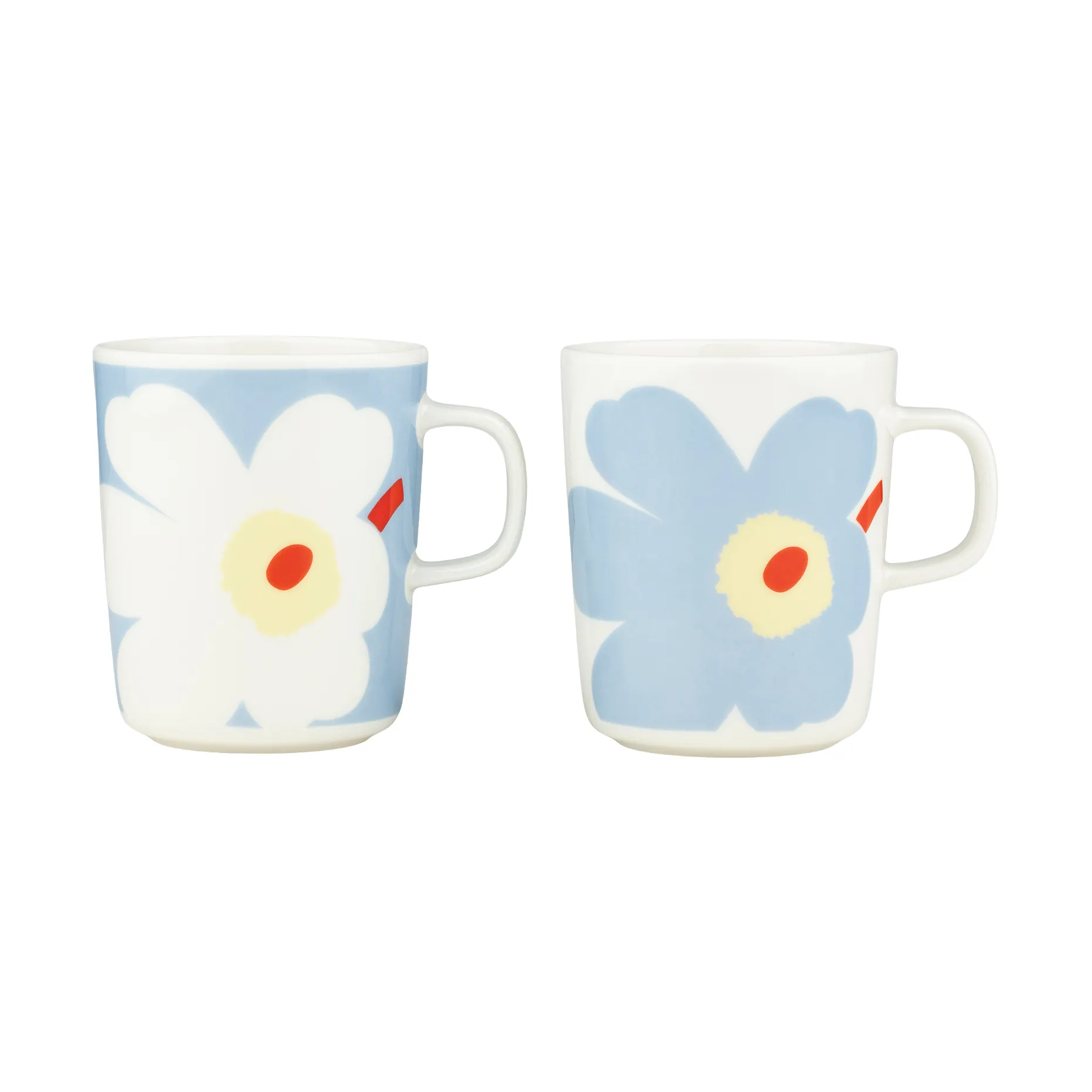 Juhla Unikko Tasse 25 cl 2er Pack, White-light blue-sand-orange red Marimekko