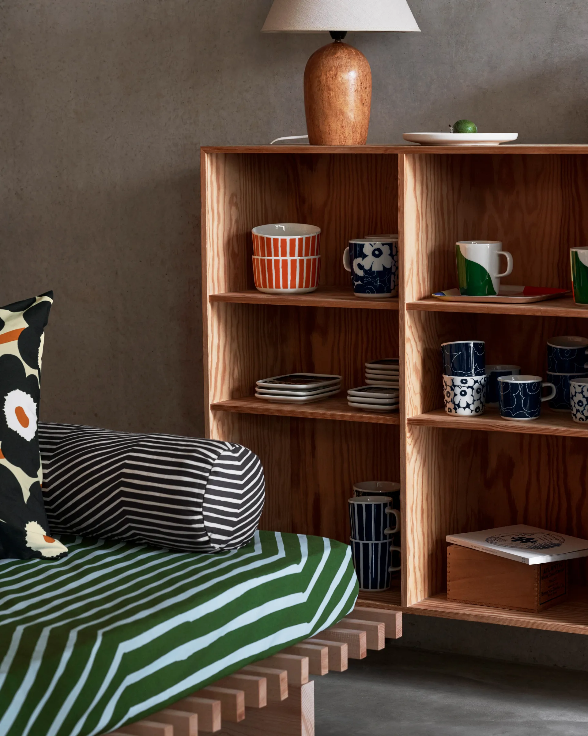 Kalasääski Baumwollstoff, Forest green-light blue Marimekko