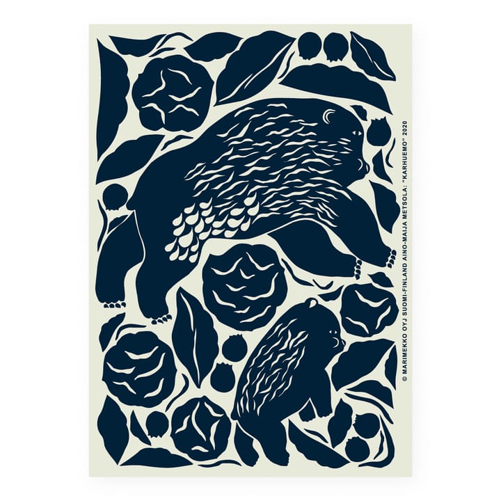 Karhuemo Poster 50 x 70cm - Mint-dark blue - Marimekko