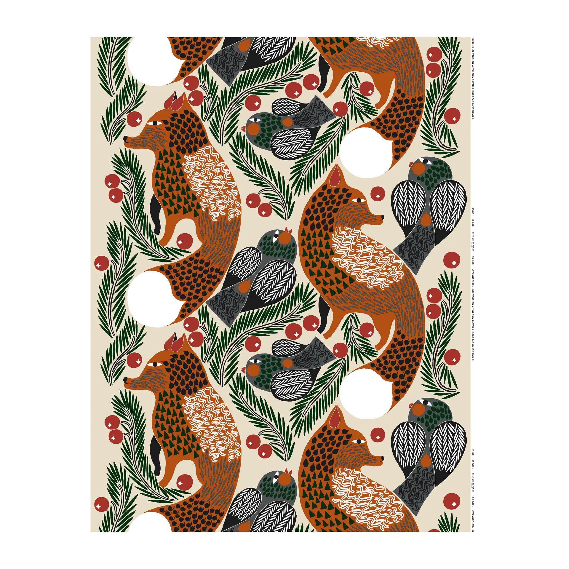 Ketunmarja Stoff, Beige-braun Marimekko