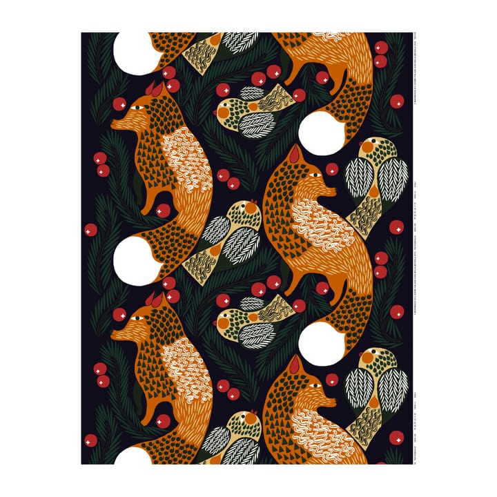 Ketunmarja Wachstuch, Dunkelblau-braun-dunkelgrün Marimekko
