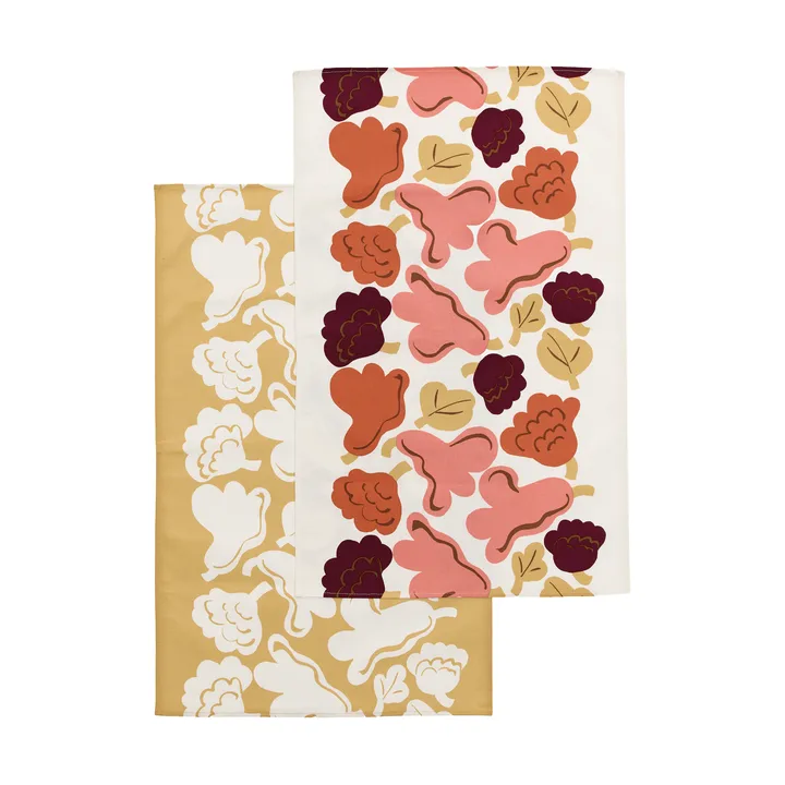 Kukasta Kukkaan Küchentuch - Off white-pink-terrac-ochre, 2-teilig - Marimekko