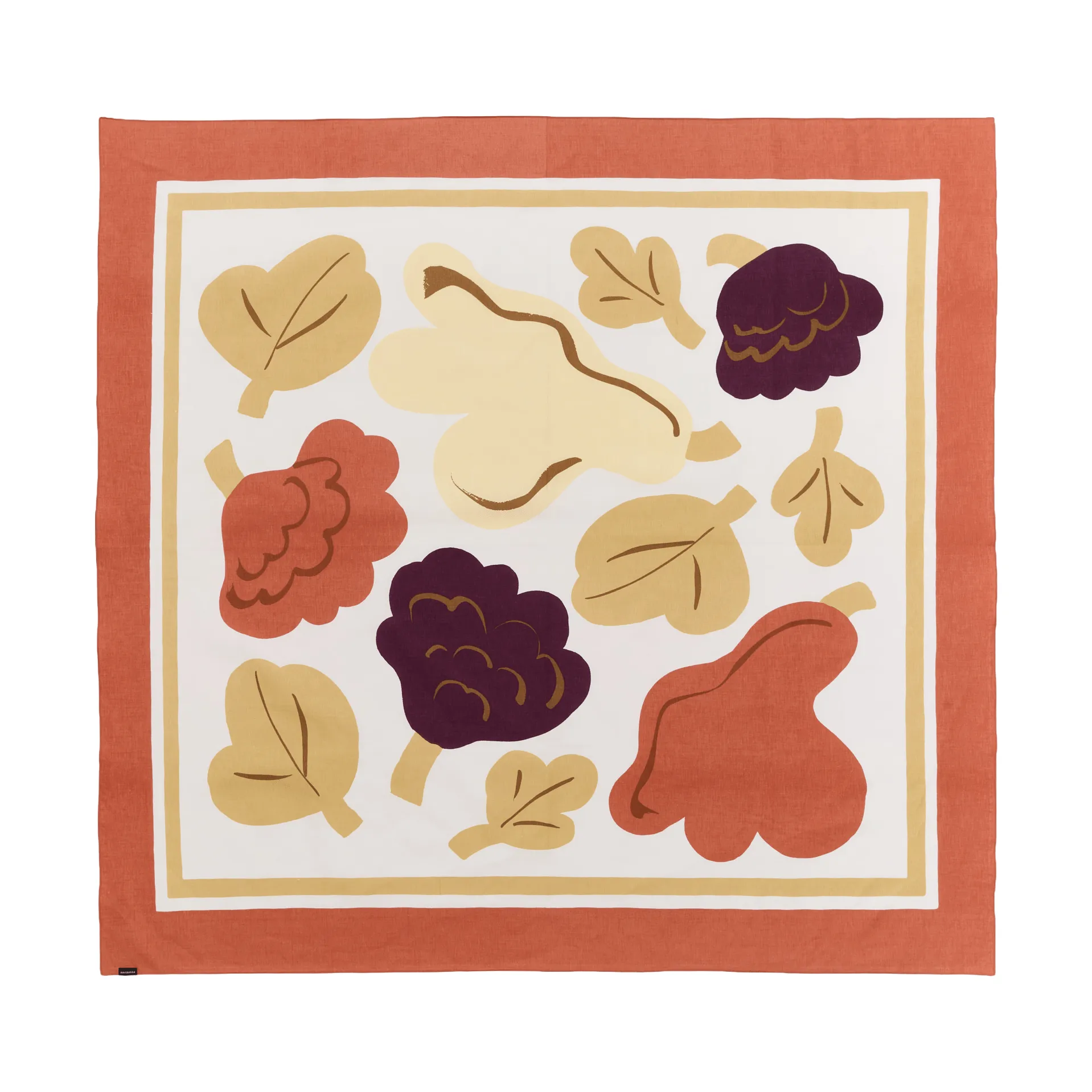 Kukasta Kukkaan Tuch, White-terrac-ochre-plum, 140x140 cm Marimekko