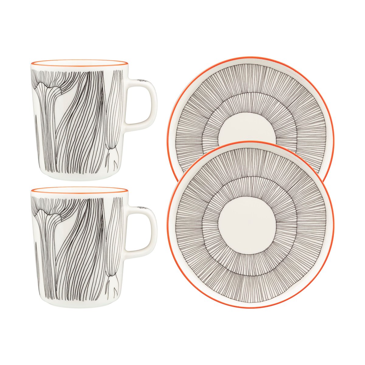 Marimekko Kukat Puhkeavat Frühstücksset 4 Teile White-black-orange