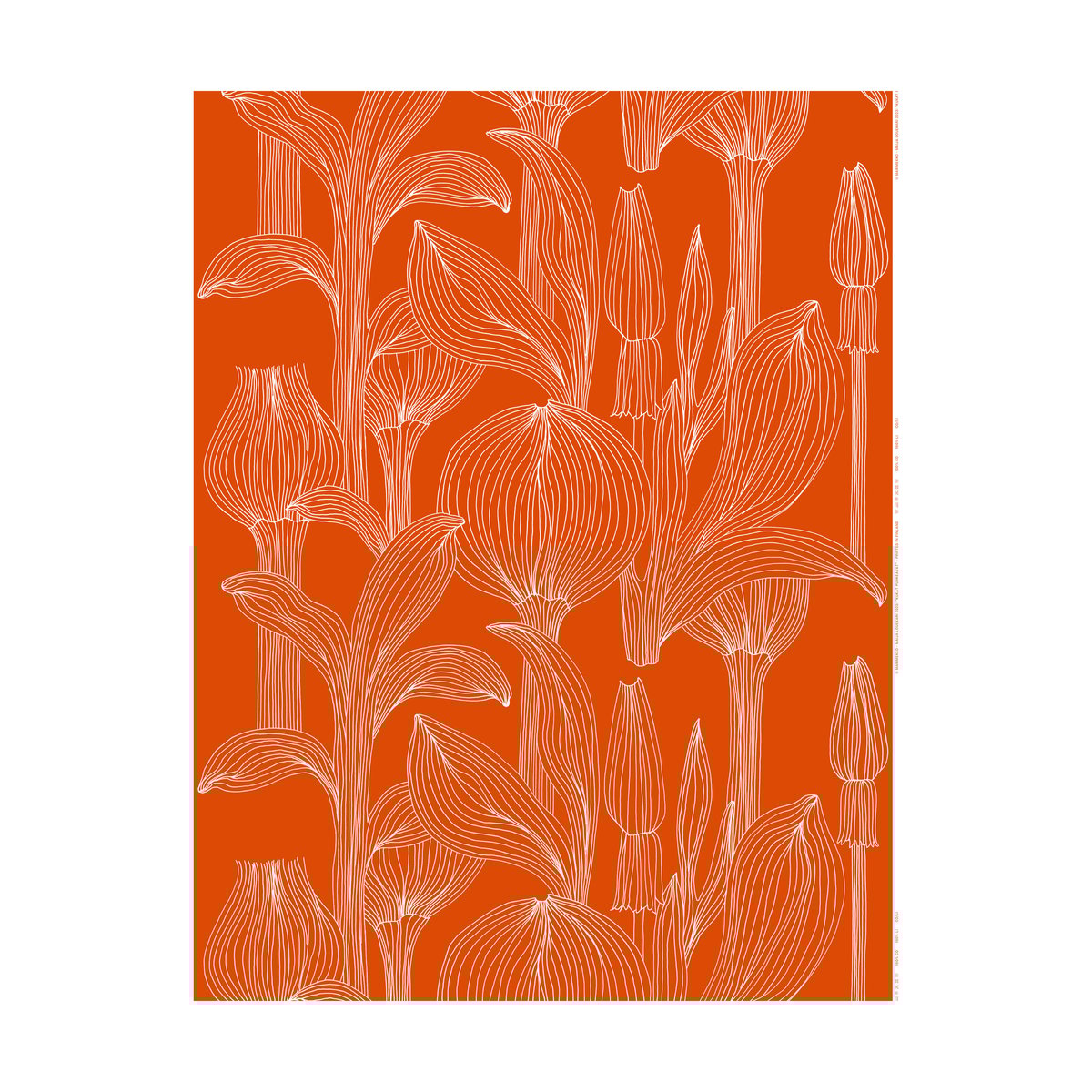Marimekko Kukat Puhkeavat Stoff Baumwollsatin Tomato red-white