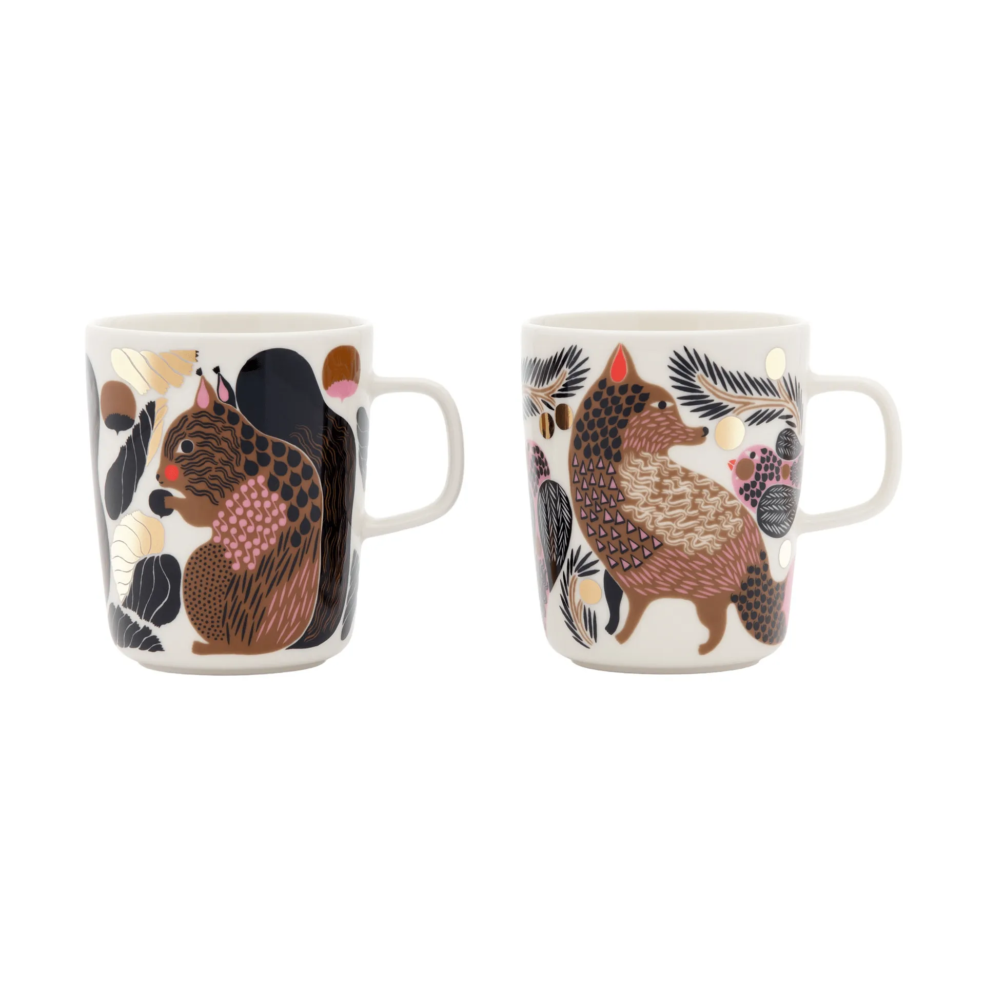 Kurre Ketunmarja Becher, White-multicolour-gold, 25 cl, 2er-Pack Marimekko