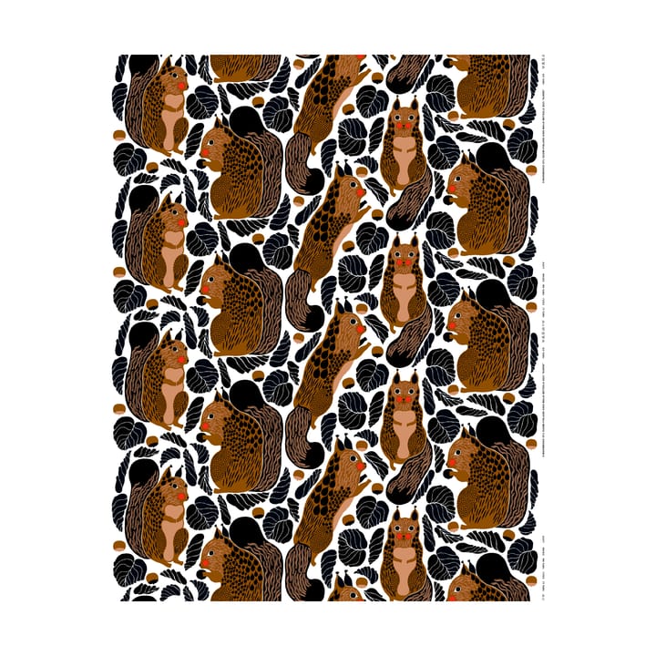 Kurre Wachstuch, White-brown-black-red Marimekko