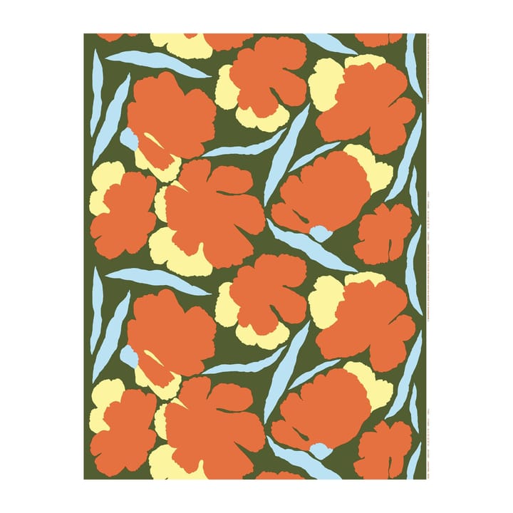 Malvikki Stoff, Dunkelgrün-orange-gelb Marimekko