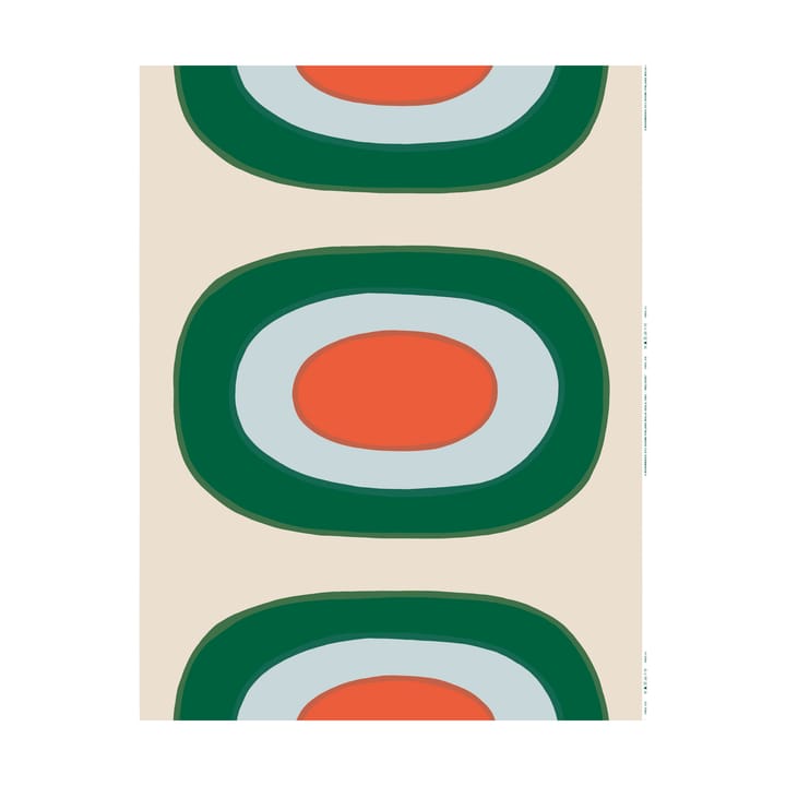 Melooni Stoff Baumwolle, Off White-Green-l. Blue-Orange Marimekko