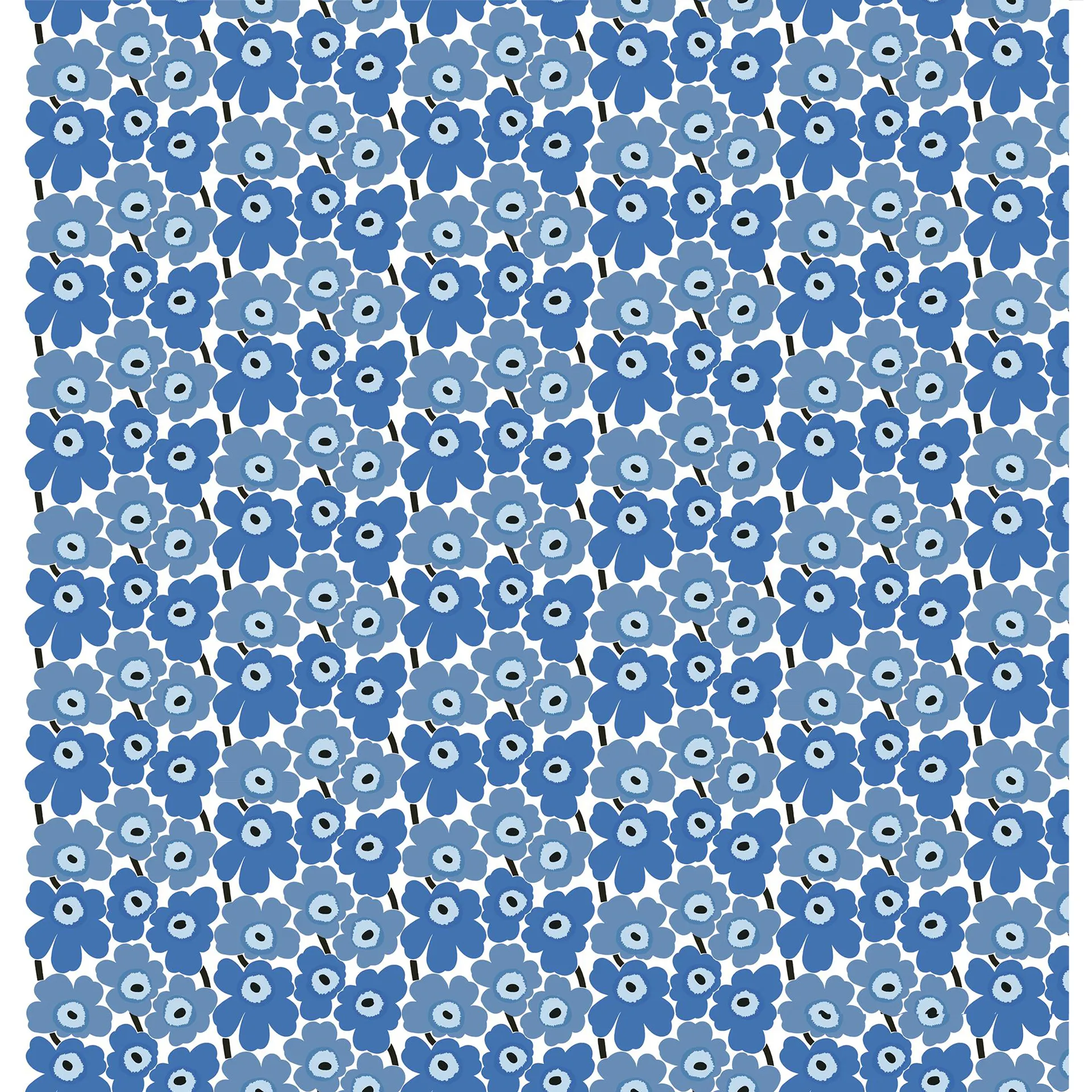 Mini-Unikko Stoff, Blau-weiß Marimekko