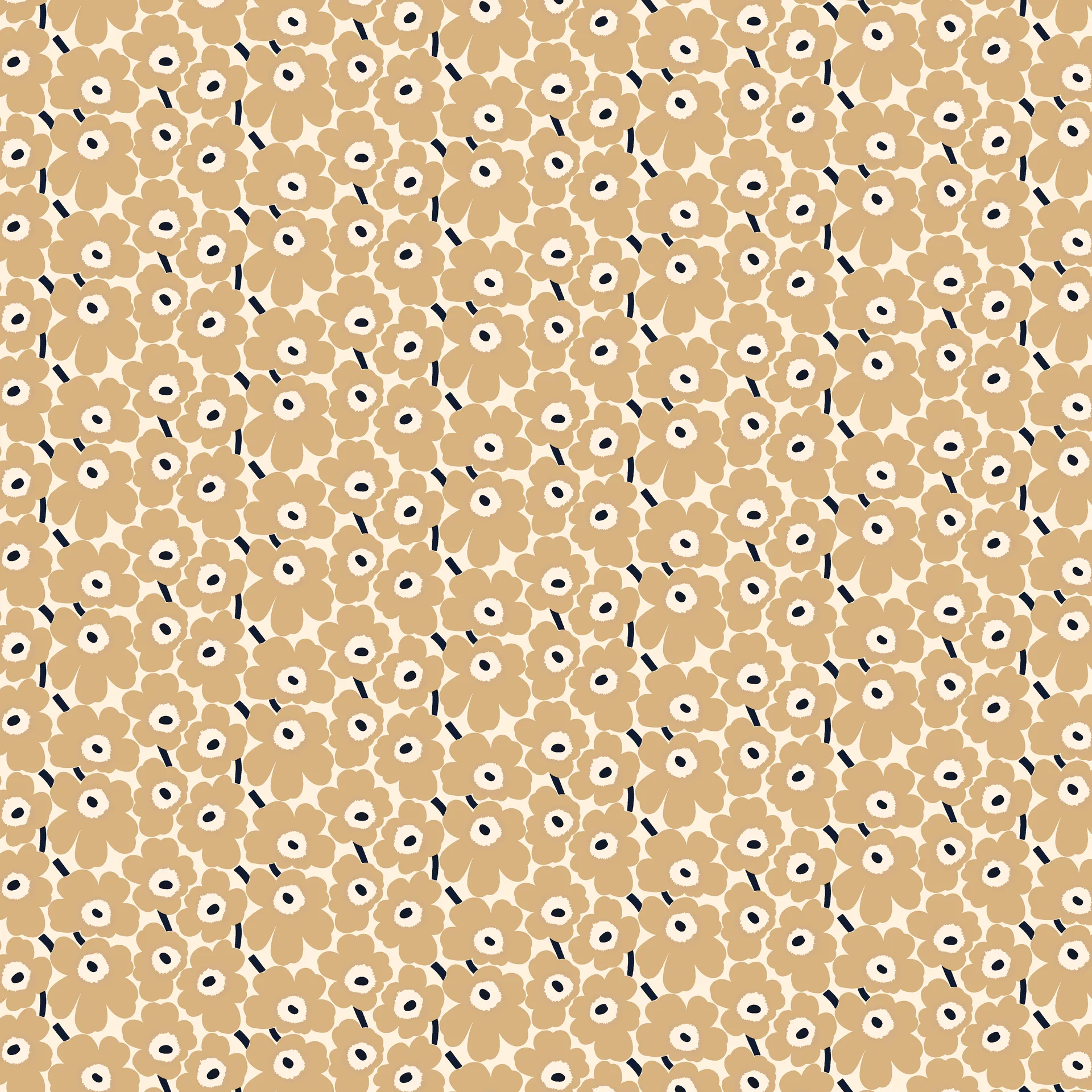 Mini-Unikko Stoff, Naturweiß-beige-blau Marimekko