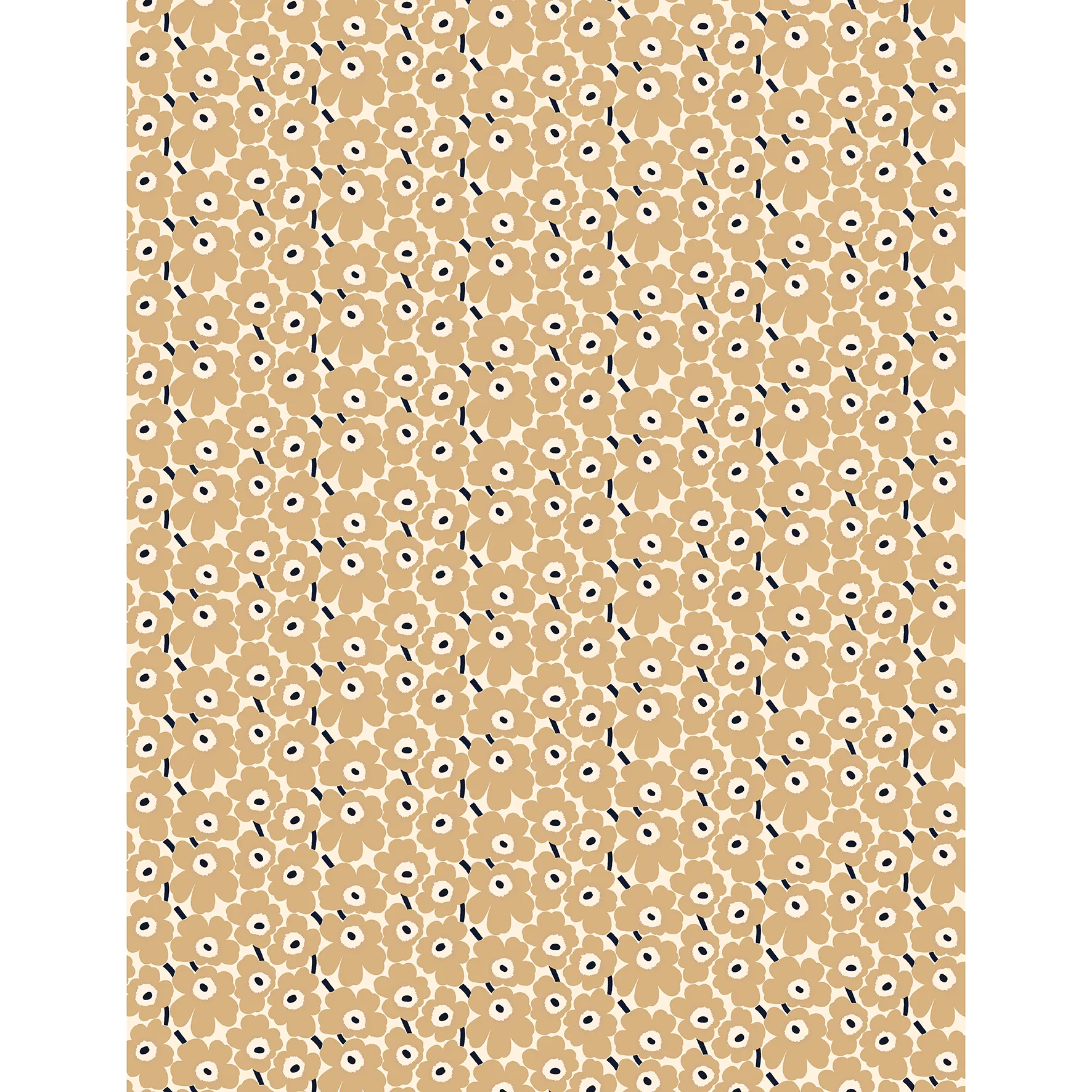 Mini-Unikko Stoff, Naturweiß-beige-blau Marimekko