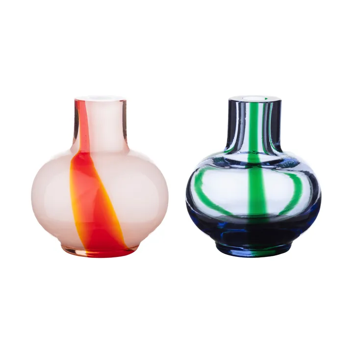 Mini Vase im 2-teiligem Set - Light blue-dark green-red-white - Marimekko