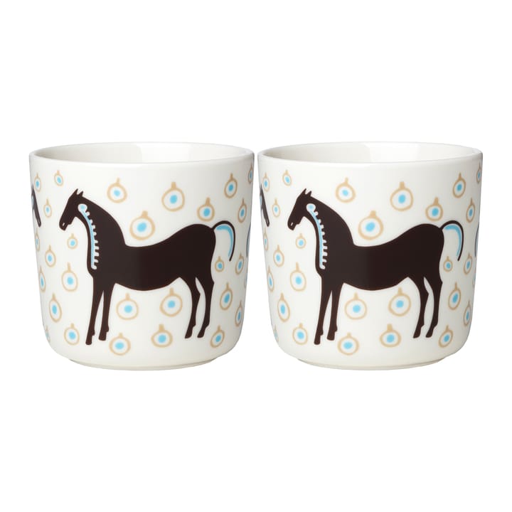 Musta Tamma Kaffeetasse 20cl 2er Pack, Weiß-braun-beige Marimekko