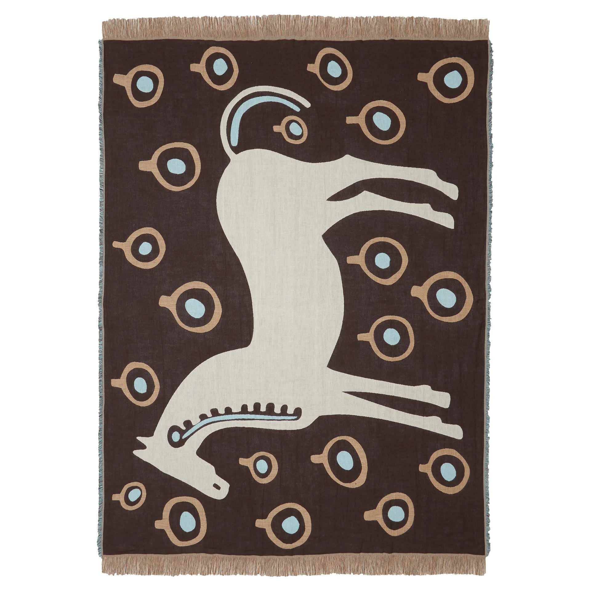 Musta Tamma Wolldecke 130 x 180cm, Braun-weiß-blau Marimekko