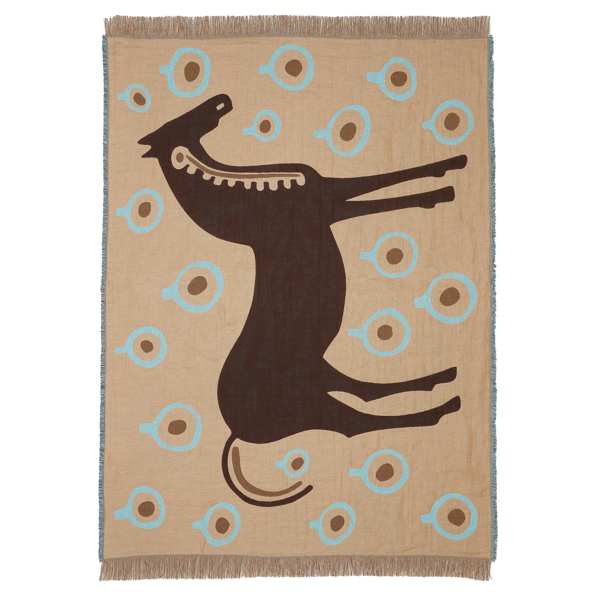 Musta Tamma Wolldecke 130 x 180cm, Braun-weiß-blau Marimekko