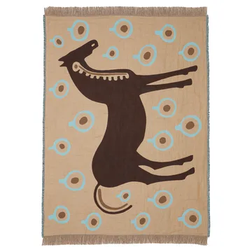 Musta Tamma Wolldecke 130 x 180cm - Braun-weiß-blau - Marimekko