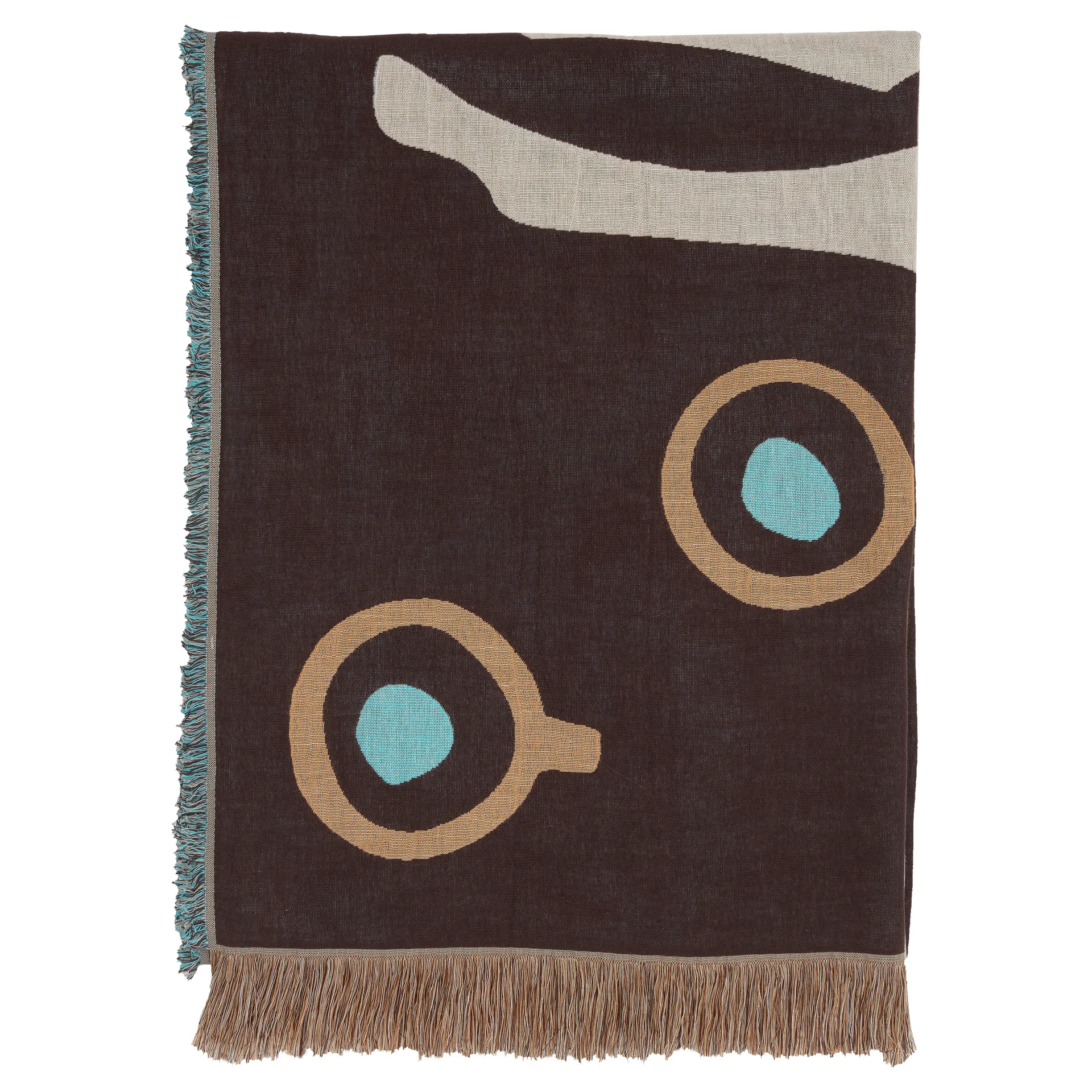 Musta Tamma Wolldecke 130 x 180cm, Braun-weiß-blau Marimekko