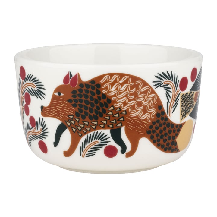 Oiva Ketunmarja Schale 2,5dl, Weiß-rotbraun-dunkelgrün Marimekko