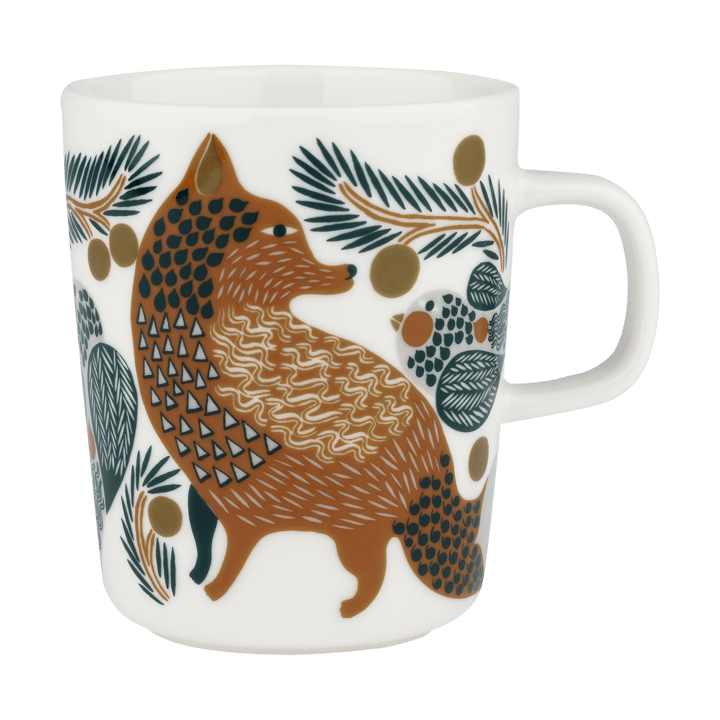 Oiva Ketunmarja Tasse 25 cl - White-brown-dark green - Marimekko