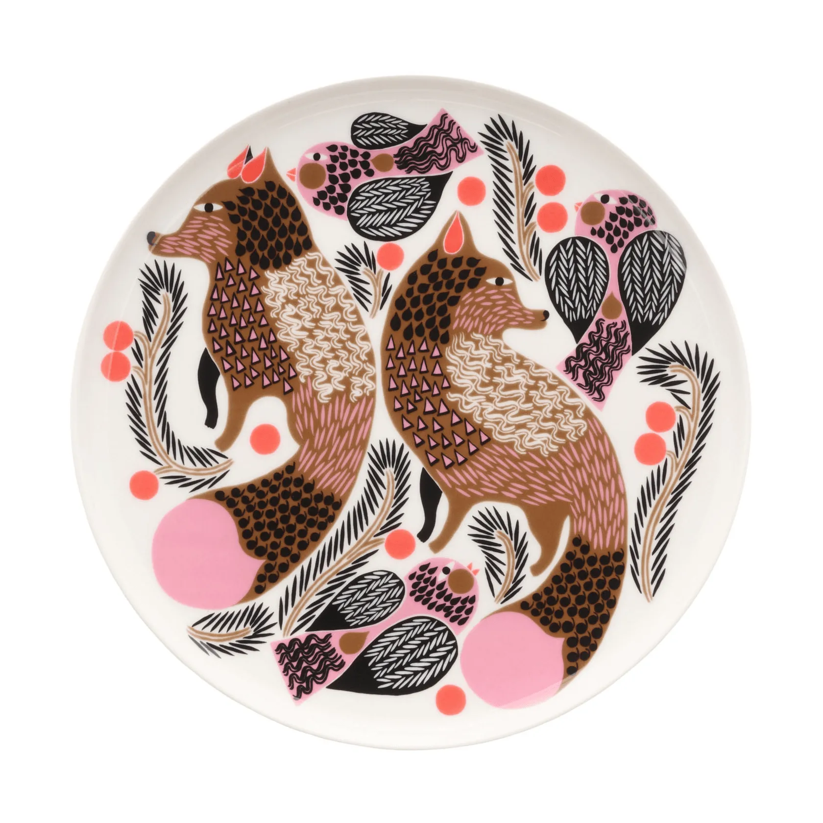 Oiva Ketunmarja Teller Ø20cm, Weiß-Bronze-Pink-Petrol Marimekko