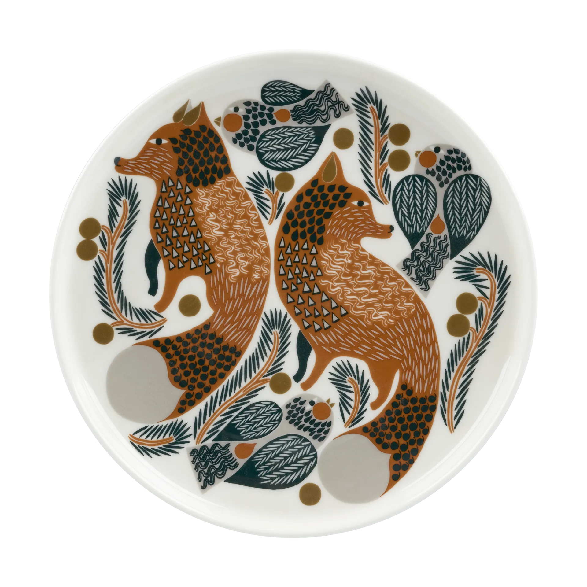 Oiva Ketunmarja Teller Ø20cm, White-brown-dark green Marimekko