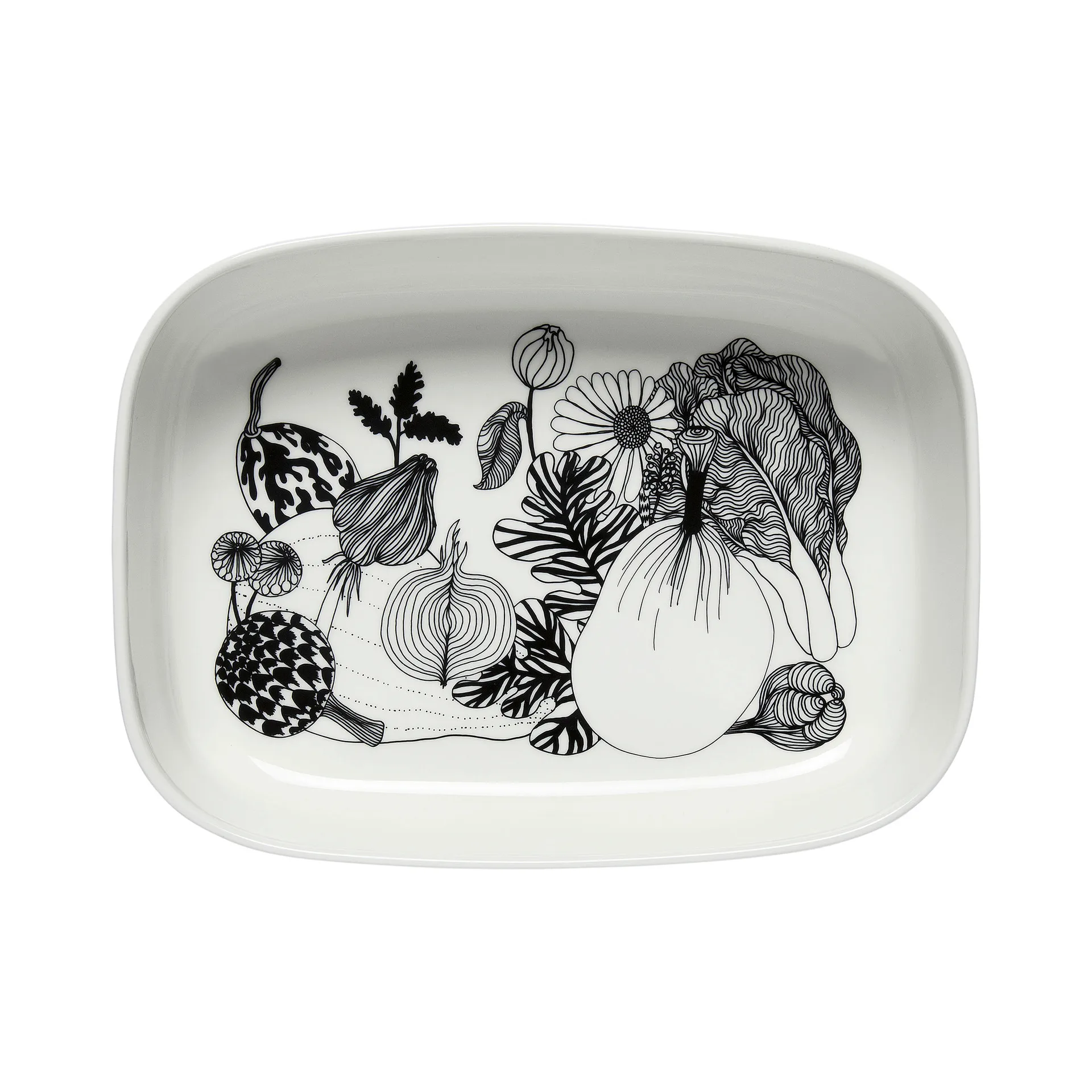 Oiva Siirtolapuutarha Servierschale, Weiß-schwarz Marimekko