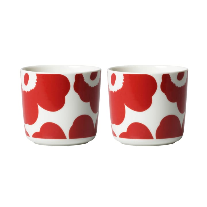 Oiva Unikko Kafeetasse ohne Henkel 20 cl 2er Pack - Weiß-rot - Marimekko