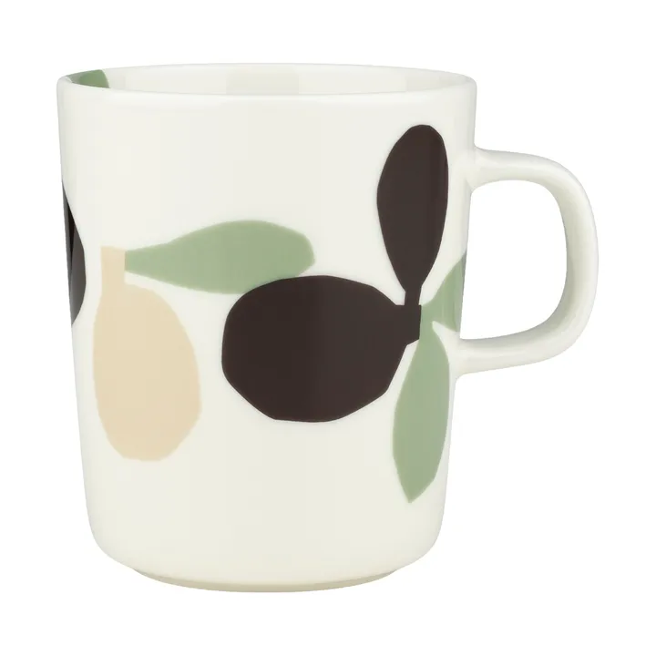 Omppo Becher - White, sage, black brown, linen, 2,5 dl - Marimekko
