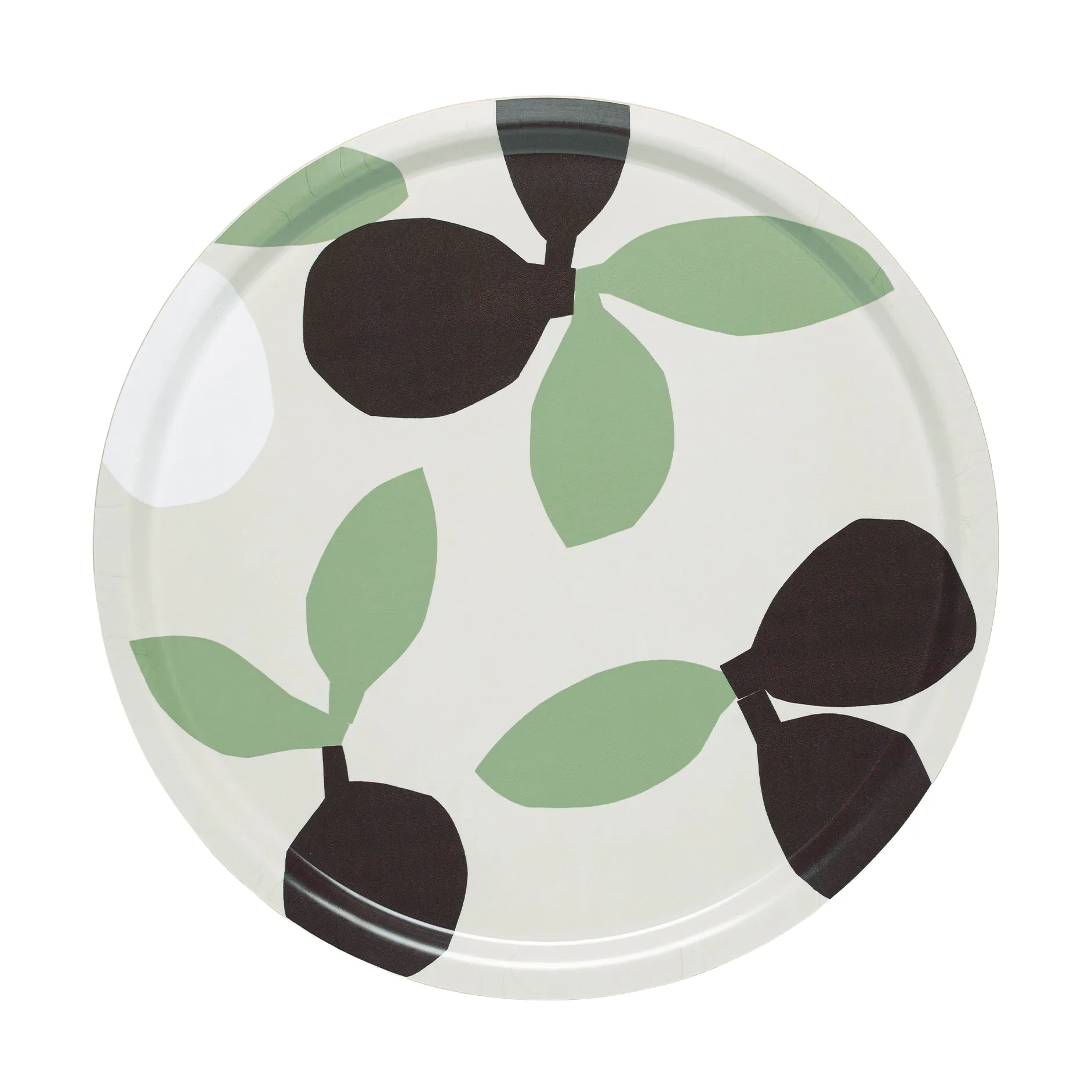 Omppo Tablett, Linen, sage, black brown, white, 46 cm Marimekko