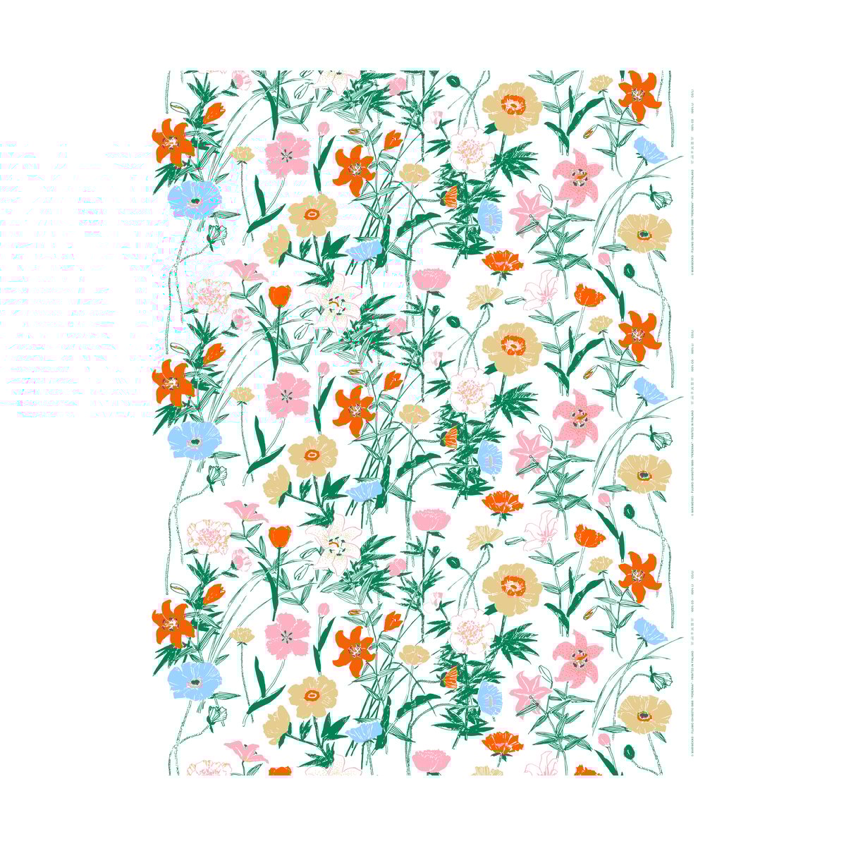 Marimekko Perenna Baumwollstoff White-green-beige-light pink
