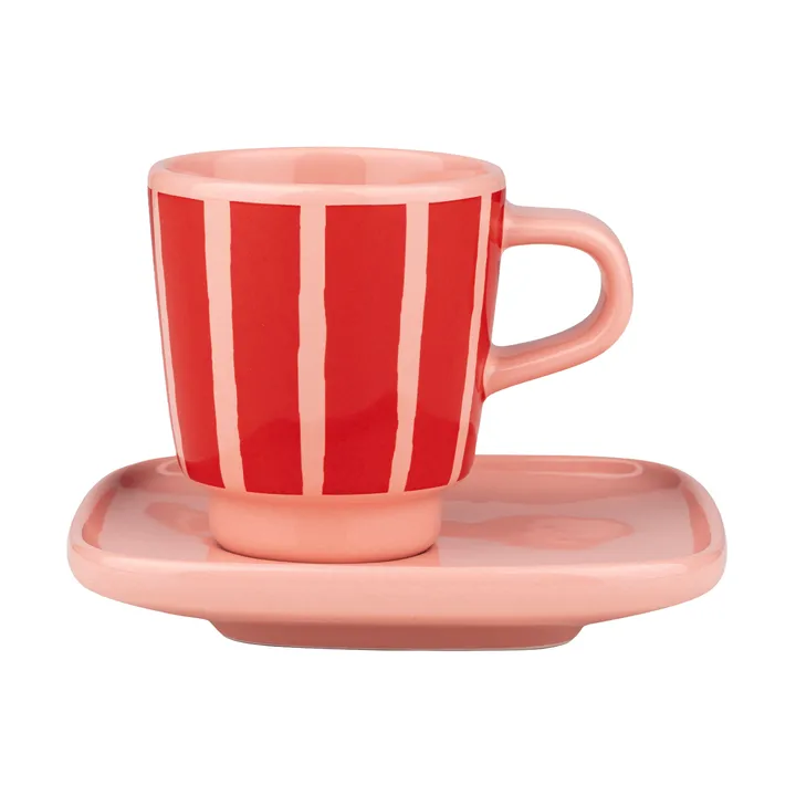Piccolo Espresso-Tasse mit Untertasse - Salmon red-orange red, 5 cl - Marimekko
