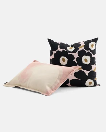 Pieni unikko Kissenbezug 50x50 cm - Pink-charcoal-light brown - Marimekko